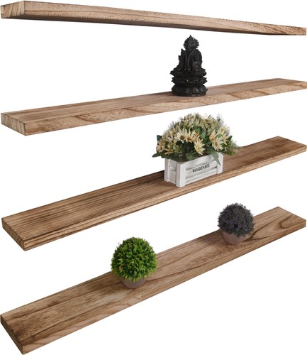 Wood floating shelves set - floating, 4