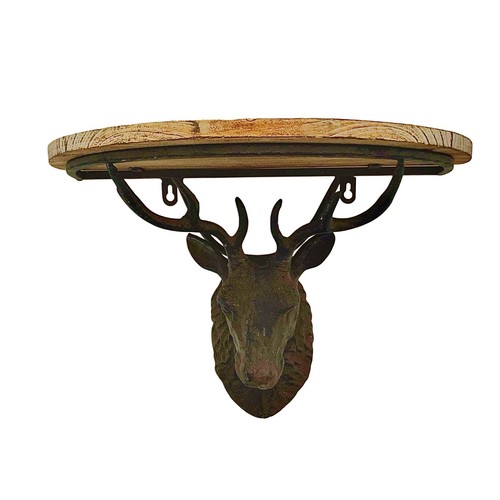 Wall shelf deer head wood - shelf,