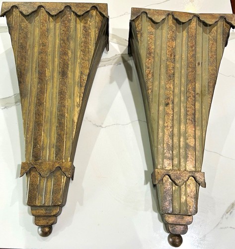 Pair rustic brown metal - brown, wall
