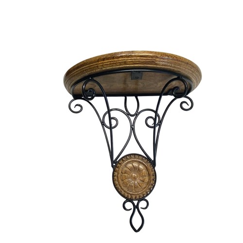 Rustic wood metal wall shelf - rustic,