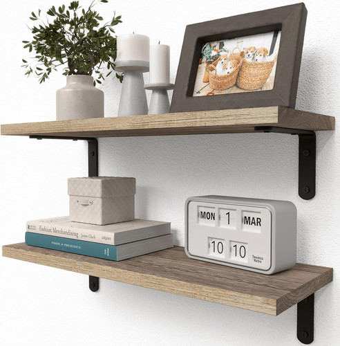 Rustic wood floating shelves - rustic,